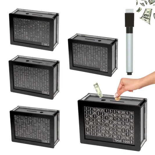 Wooden Piggy Bank with Money Goal Counter