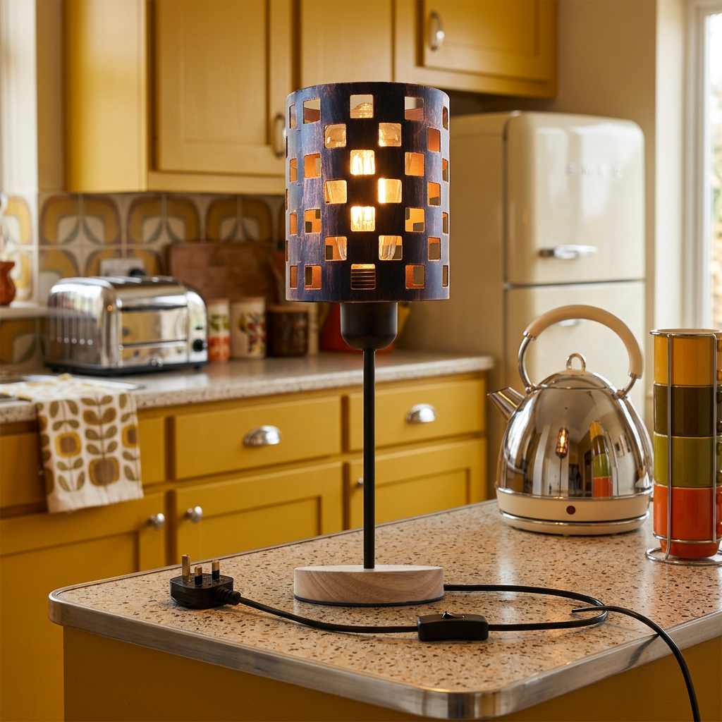 Industrial Bulb Guard Cage Table Lamp styled lifestyle image - Black