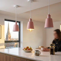 Single Small Lamp Shade Pendant Light, Available in 9 Colours, Fabric Ceiling Hanging Lamp for Living Room Bedroom Kitchen, Modern Simple Style