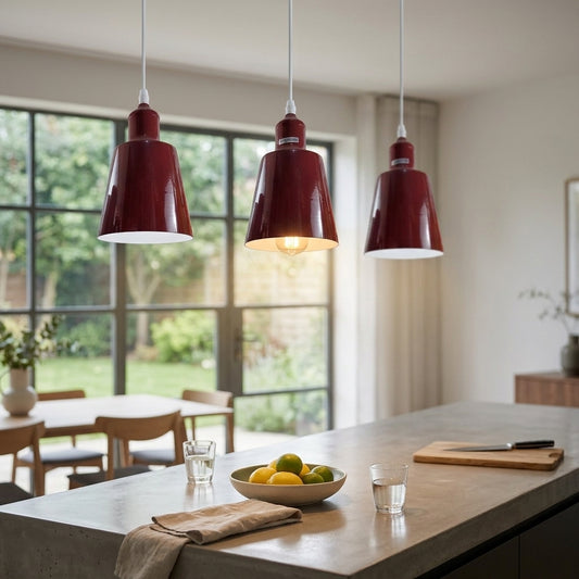 Single Small Lamp Shade Pendant Light, Available in 9 Colours, Fabric Ceiling Hanging Lamp for Living Room Bedroom Kitchen, Modern Simple Style