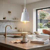Single Small Lamp Shade Pendant Light, Available in 9 Colours, Fabric Ceiling Hanging Lamp for Living Room Bedroom Kitchen, Modern Simple Style