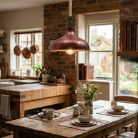 Modern Retro Industrial Hemp Hanging Pendant Light, Rope Cord Ceiling Fixture for Kitchen Island, Dining Room & Living Room, Farmhouse Style Lighting