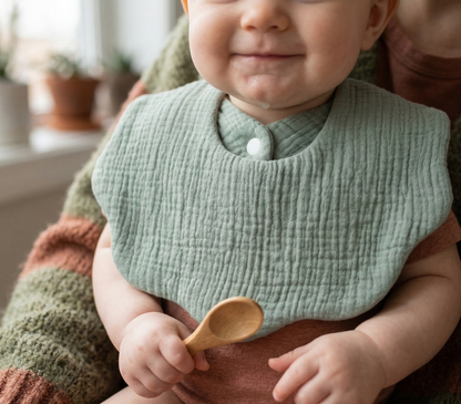 Muslin Baby Bib (6–36 Months) – For Drooling & Feeding – Ultra Soft Absorbent Cotton Bib for Babies & Toddlers with Snap Closure
