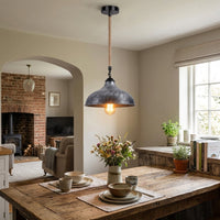 Modern Retro Industrial Hemp Hanging Pendant Light, Rope Cord Ceiling Fixture for Kitchen Island, Dining Room & Living Room, Farmhouse Style Lighting