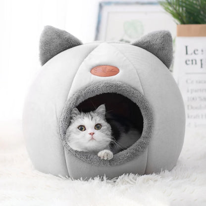 Winter Cozy Cave Cat Bed House Nest