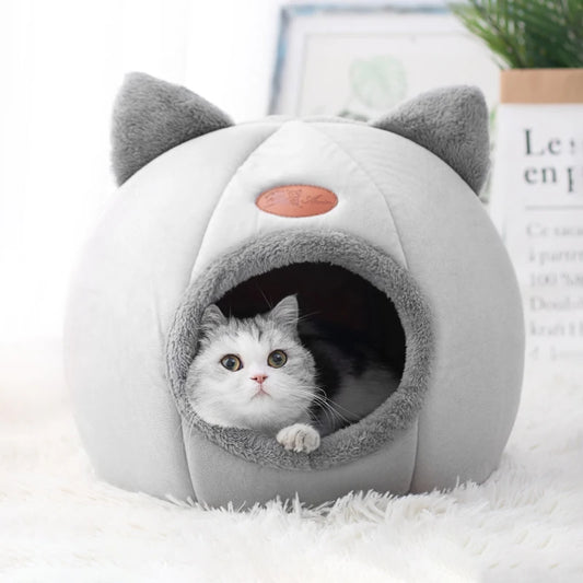 Winter Cozy Cave Cat Bed House Nest
