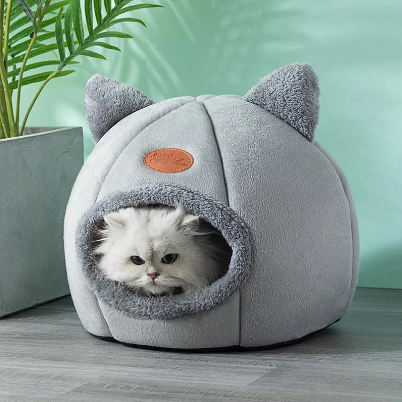 Winter Cozy Cave Cat Bed House Nest