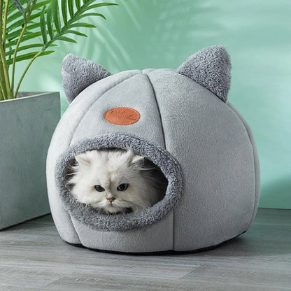 Winter Cozy Cave Cat Bed House Nest