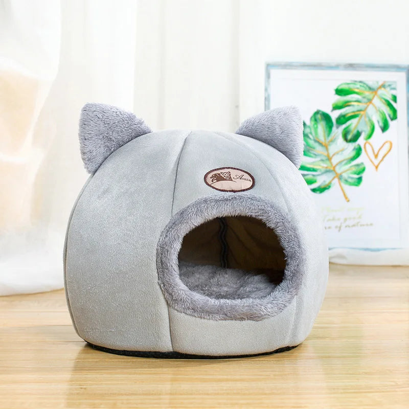 Winter Cozy Cave Cat Bed House Nest