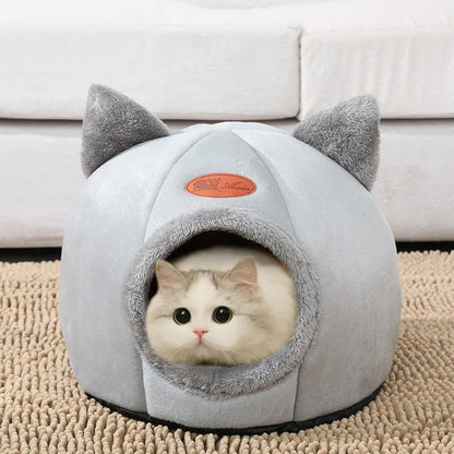 Winter Cozy Cave Cat Bed House Nest