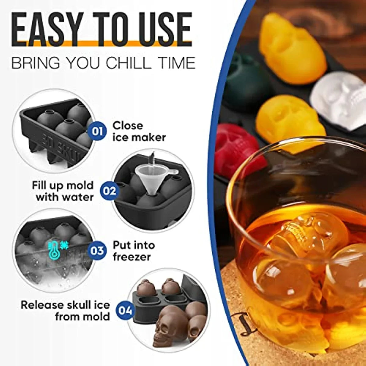 Skull Ice Cube Tray Mould - 10 Cavity