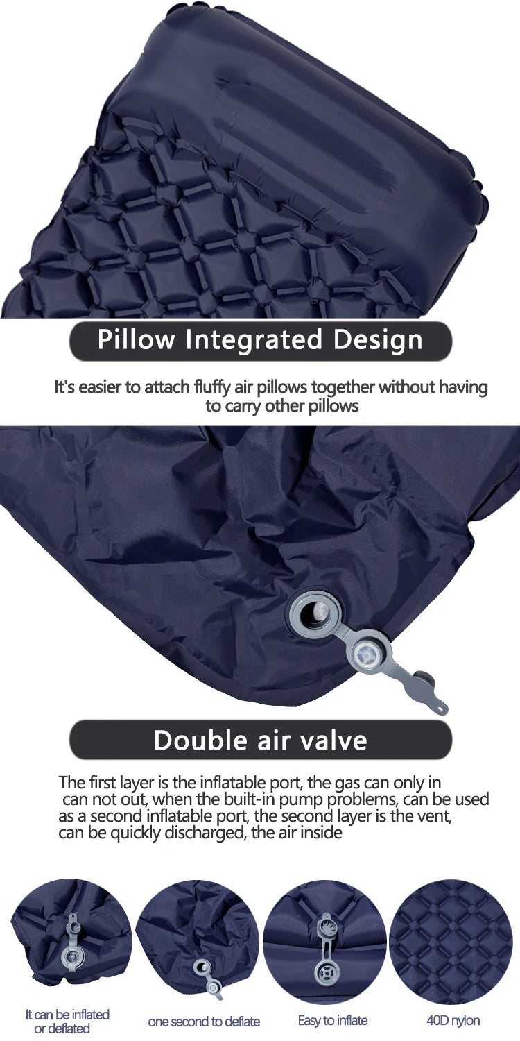 Inflatable Camping Sleeping Pad with Pillow