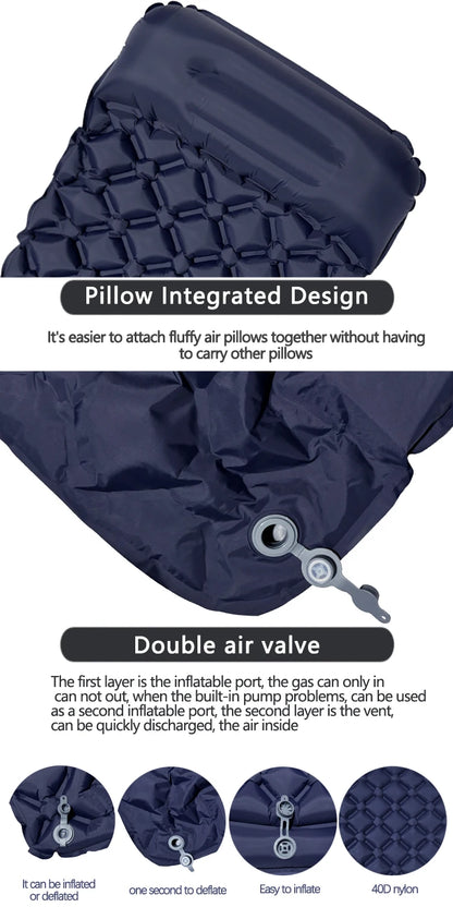 Inflatable Camping Sleeping Pad with Pillow