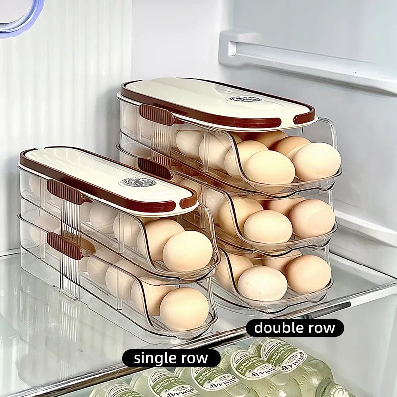 Auto-Rolling Fridge Egg Storage Rack
