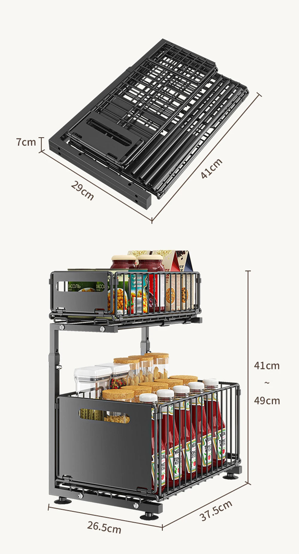 2-Tier Pull-Out Cabinet Organiser