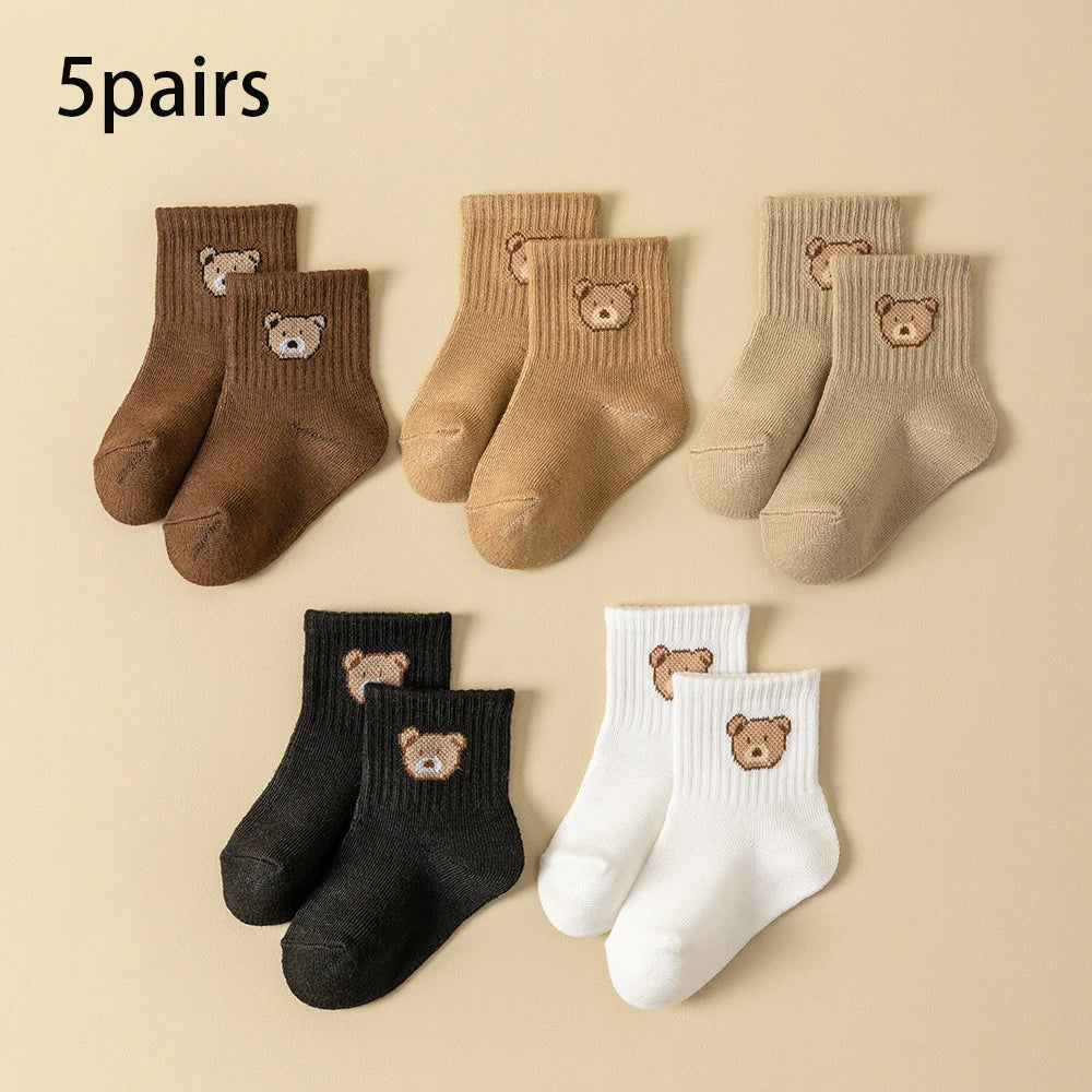 Baby Socks Cartoon Bear Toddler 5-Pack