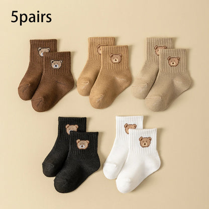 Baby Socks Cartoon Bear Toddler 5-Pack