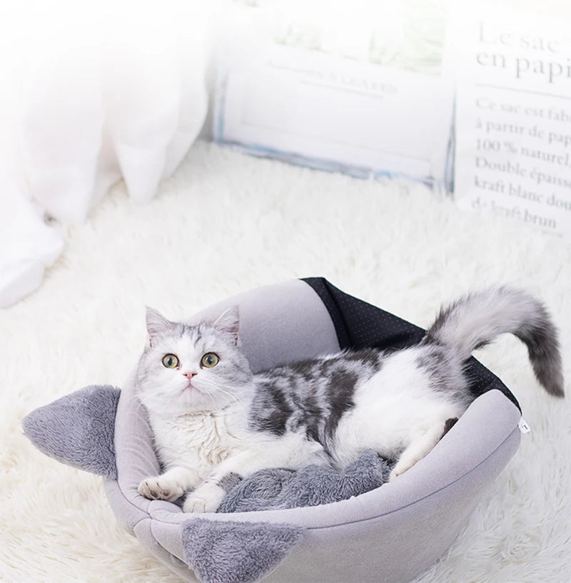 Winter Cozy Cave Cat Bed House Nest