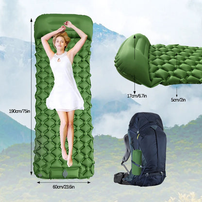 Inflatable Camping Sleeping Pad with Pillow