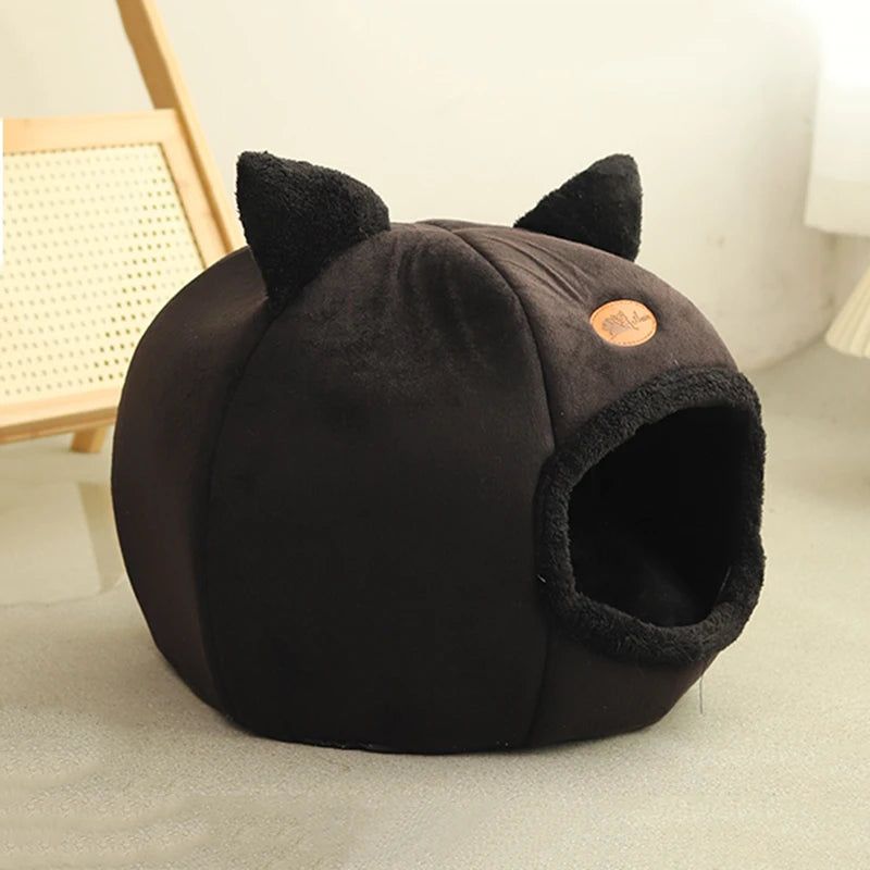 Winter Cozy Cave Cat Bed House Nest