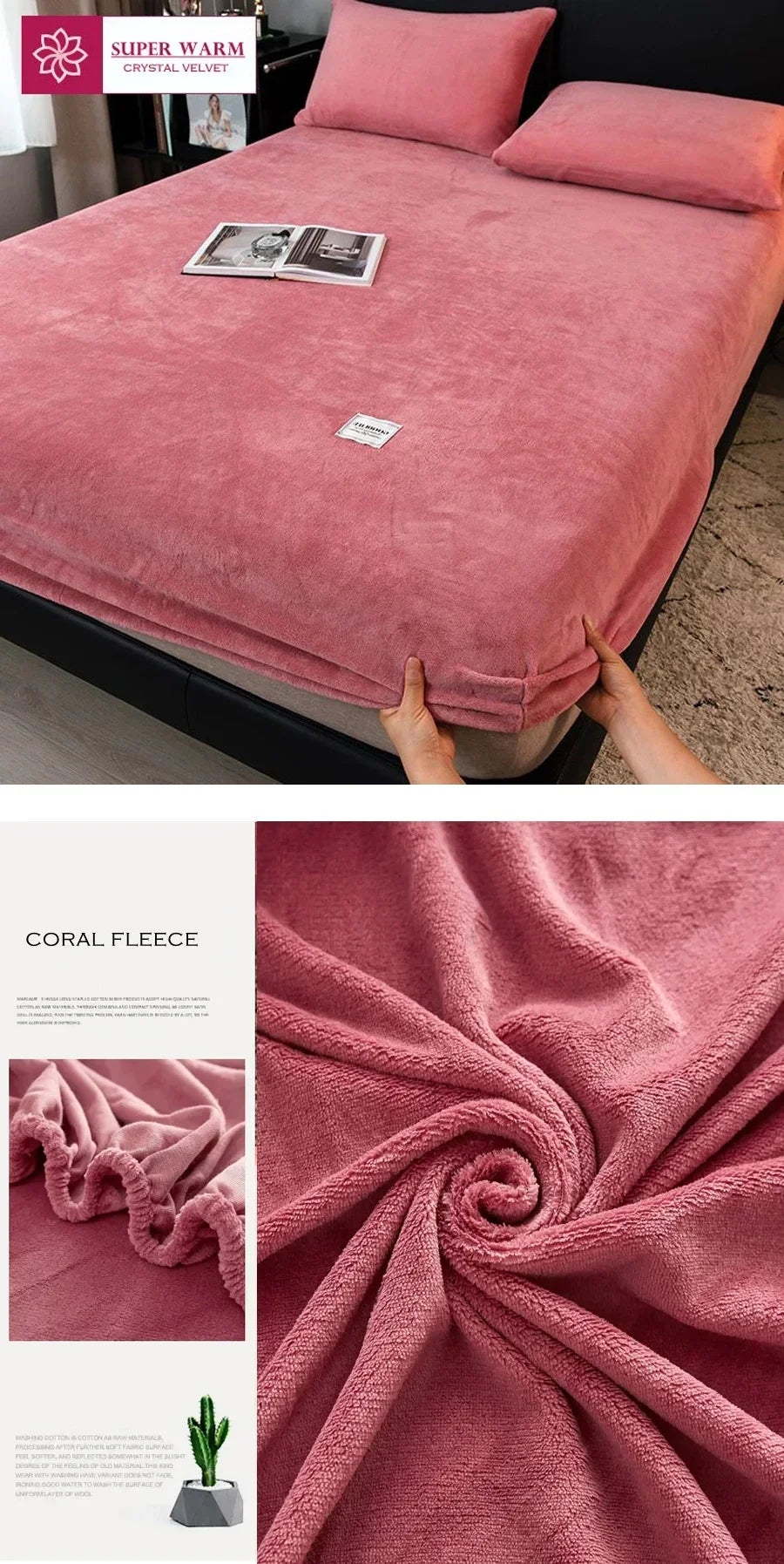 Fluffy Coral Fleece Fitted Sheet