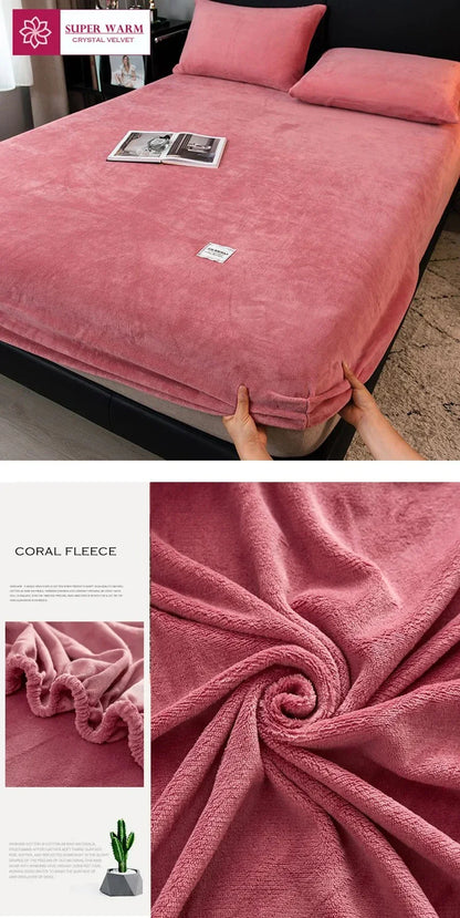 Fluffy Coral Fleece Fitted Sheet