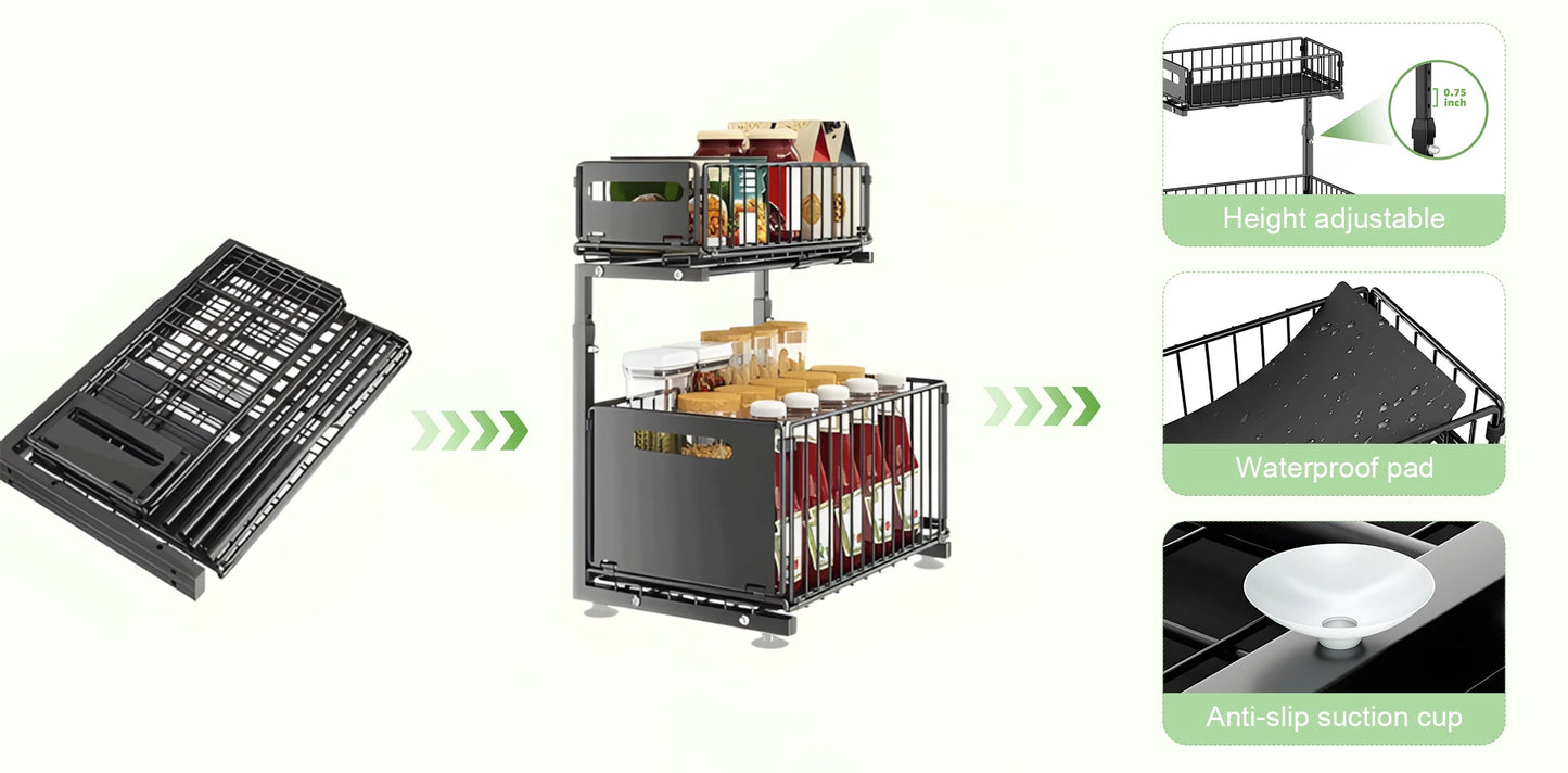 2-Tier Pull-Out Cabinet Organiser