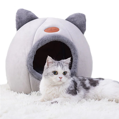 Winter Cozy Cave Cat Bed House Nest
