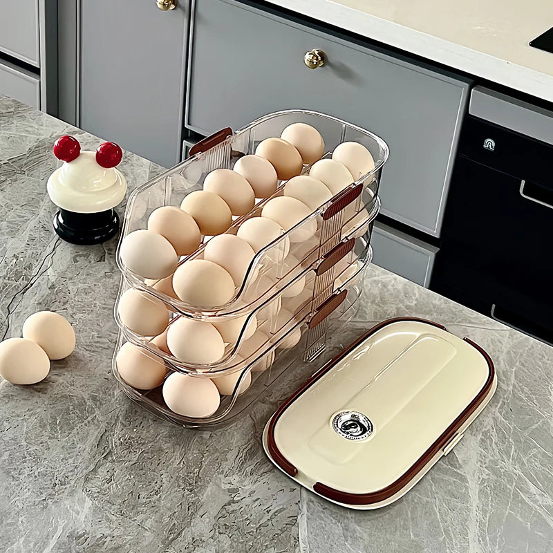 Auto-Rolling Fridge Egg Storage Rack