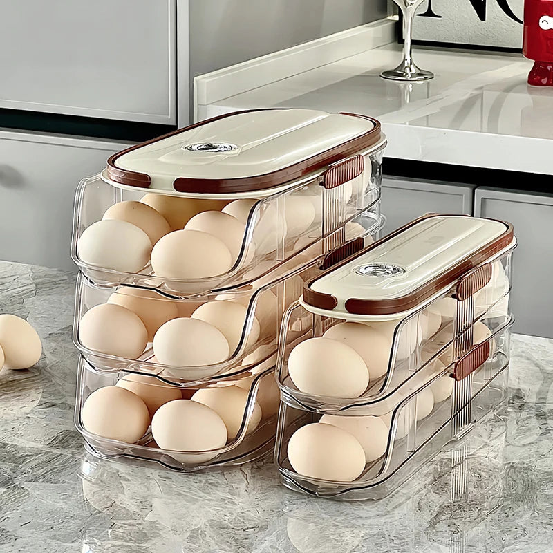 Auto-Rolling Fridge Egg Storage Rack