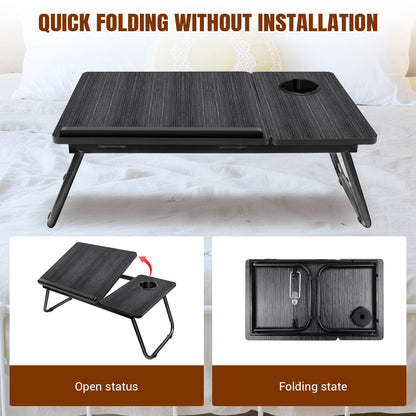 Foldable Laptop Bed Desk with Cup Slot