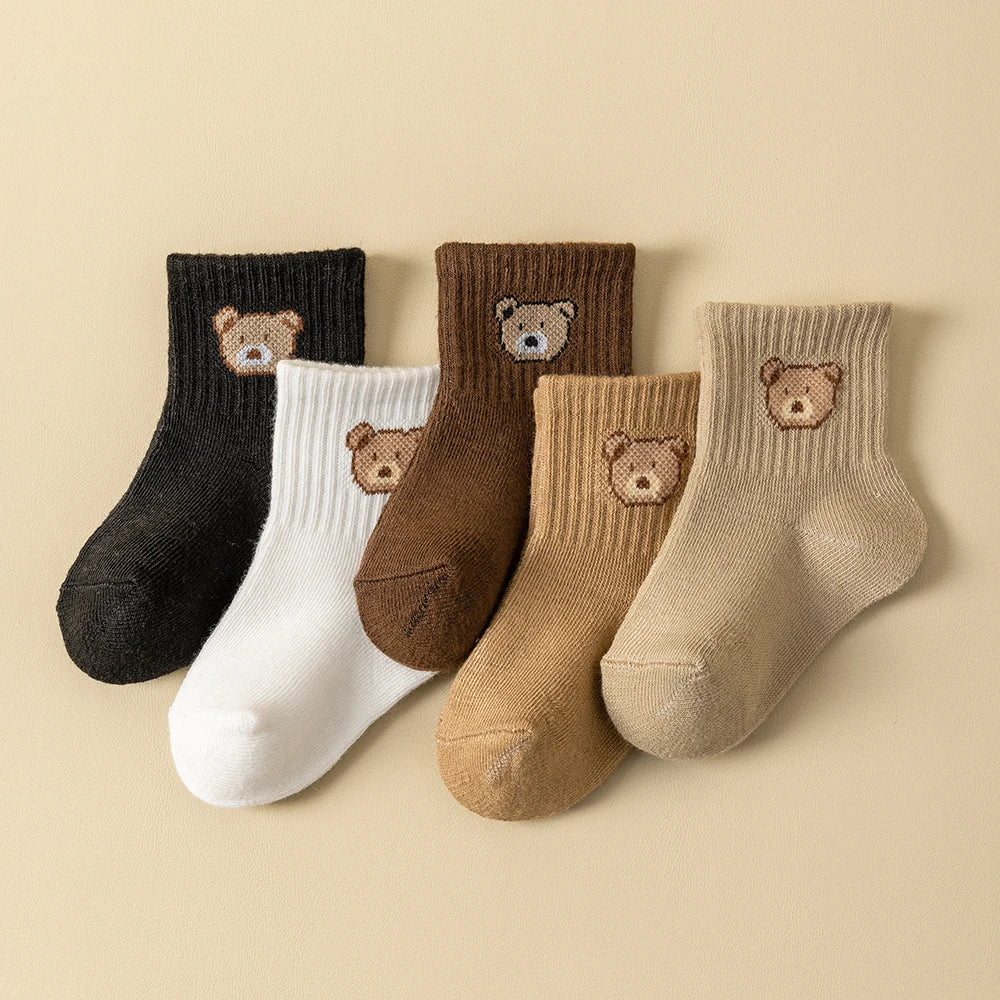 Baby Socks Cartoon Bear Toddler 5-Pack