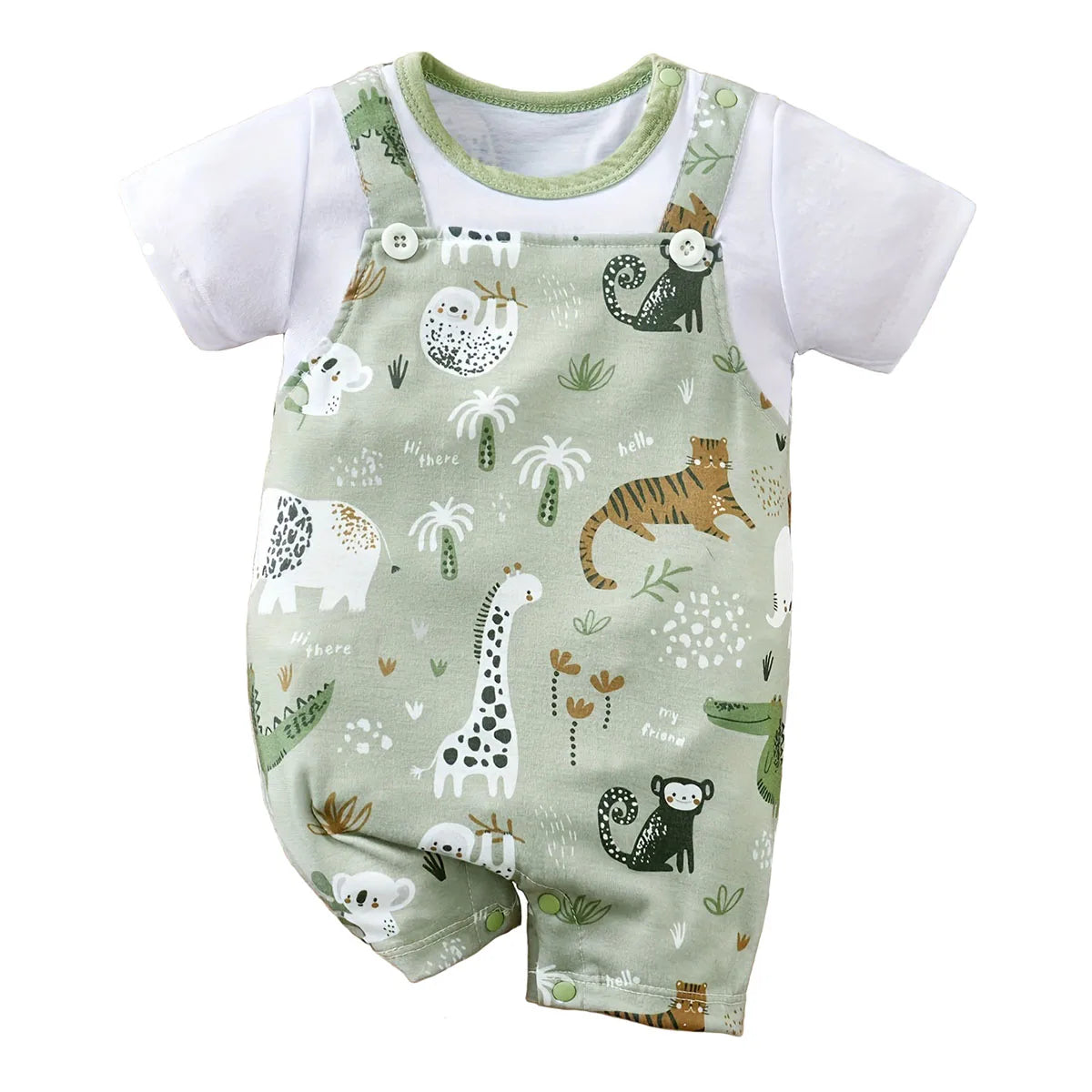 Safari Animal Print Baby Romper Set for Newborn Boys & Girls – Soft Cotton Short Sleeve Infant Bodysuit Outfit Summer Clothes Toddler Jumpsuit Casual Baby Wear (0–18 Months)