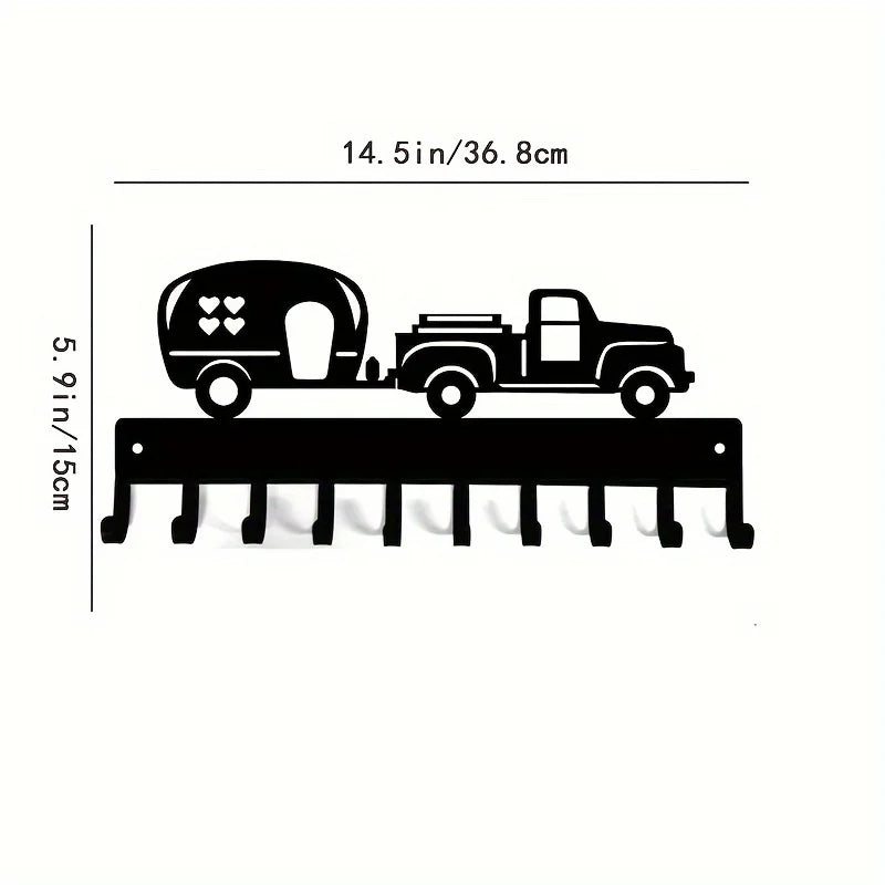 Racing Car Metal Wall Art with Key Hooks