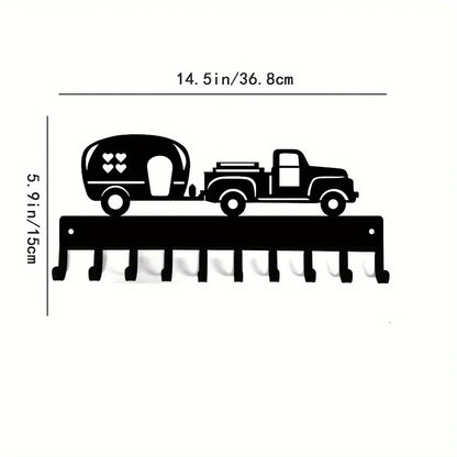 Racing Car Metal Wall Art with Key Hooks