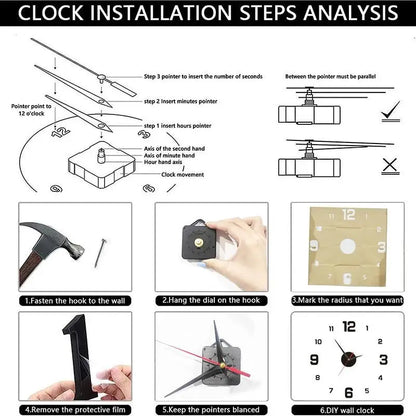 3D Frameless DIY Wall Clock