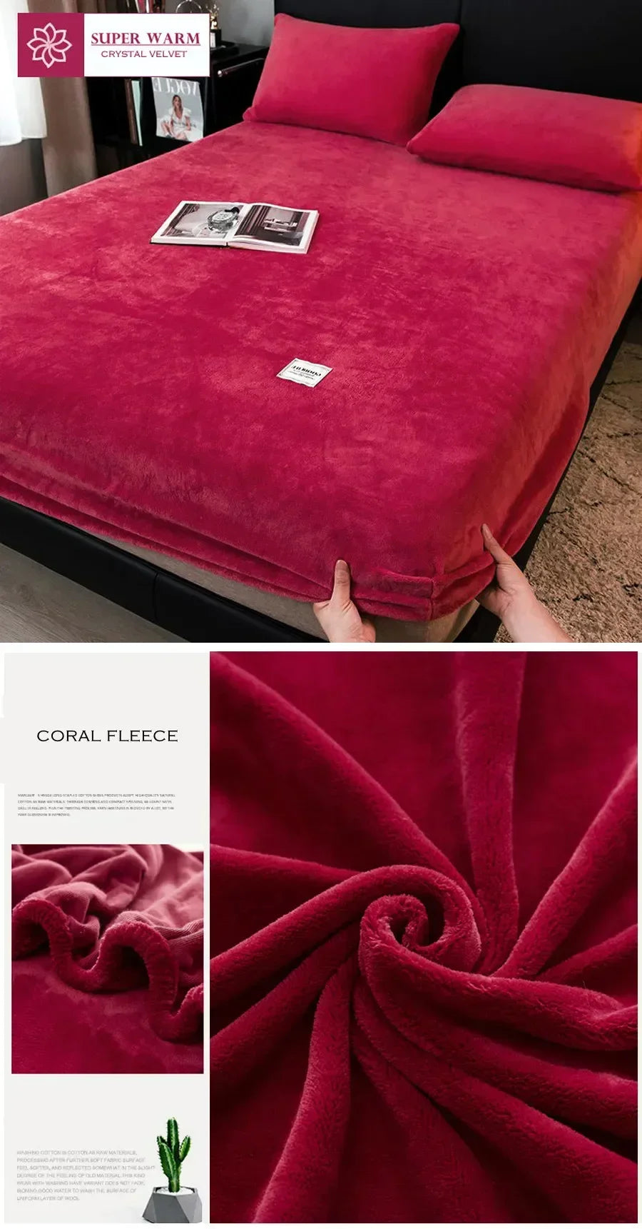 Fluffy Coral Fleece Fitted Sheet