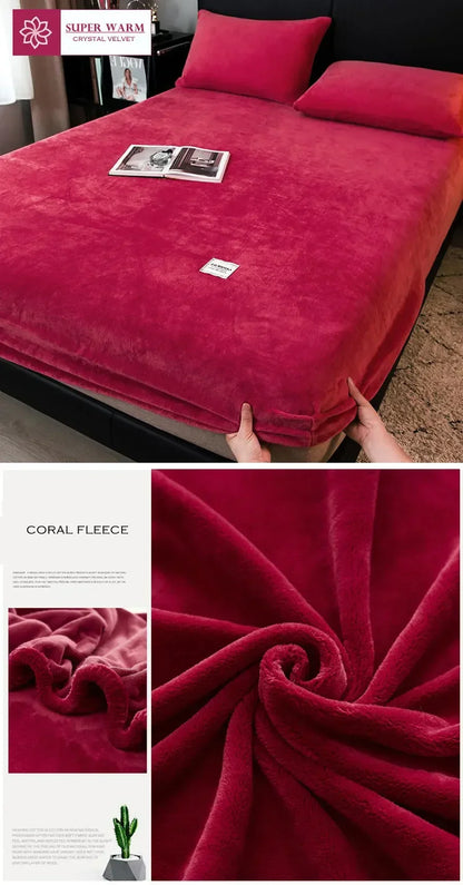 Fluffy Coral Fleece Fitted Sheet