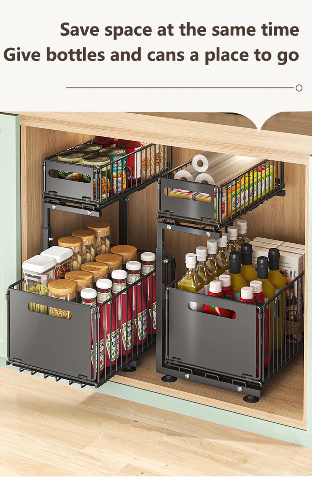2-Tier Pull-Out Cabinet Organiser