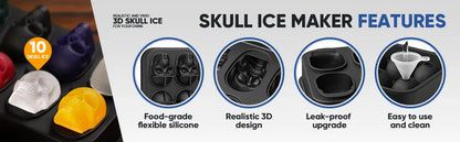 Skull Ice Cube Tray Mould - 10 Cavity