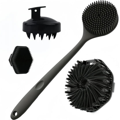 Long Handle Silicone Bath Brush Set