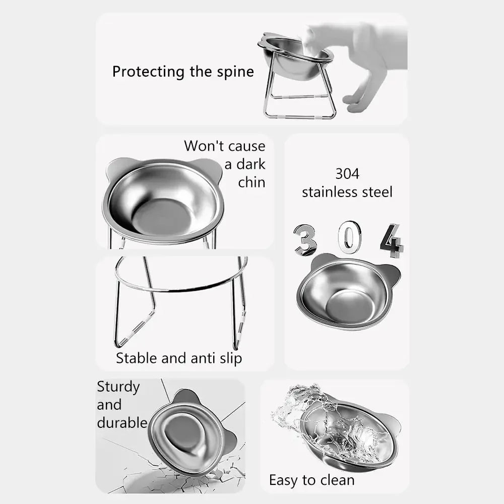 Elevated 304 Steel Cat & Dog Bowl