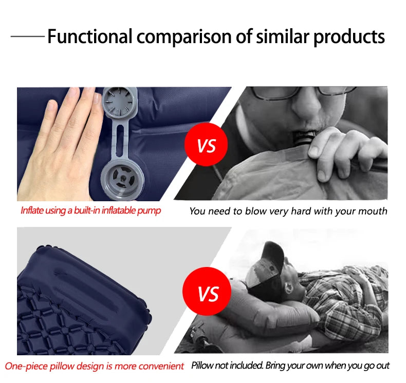 Inflatable Camping Sleeping Pad with Pillow