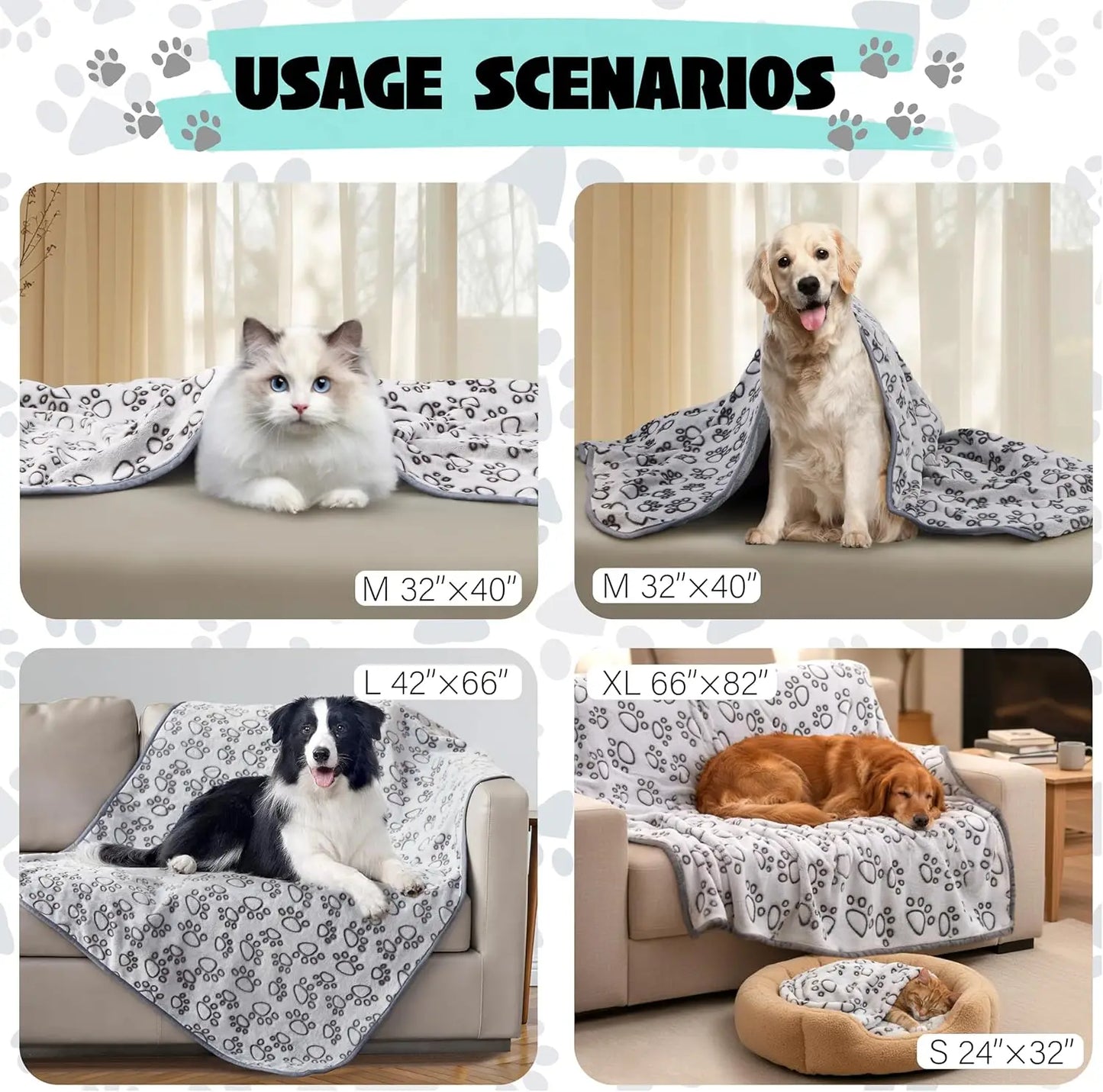 Soft Washable Pet Blanket for Dogs & Cats