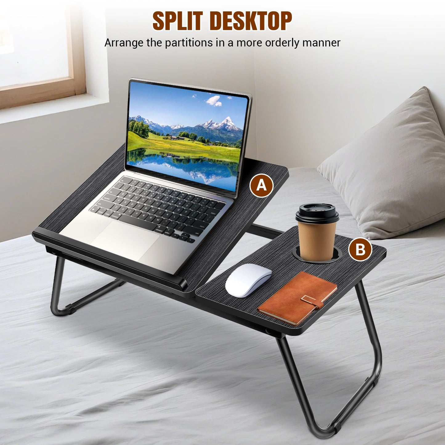 Foldable Laptop Bed Desk with Cup Slot