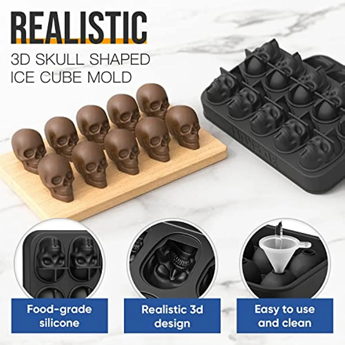 Skull Ice Cube Tray Mould - 10 Cavity