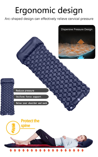 Inflatable Camping Sleeping Pad with Pillow
