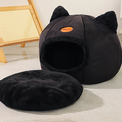 Winter Cozy Cave Cat Bed House Nest