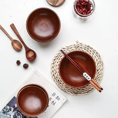 Japanese Wooden Soup & Serving Bowl