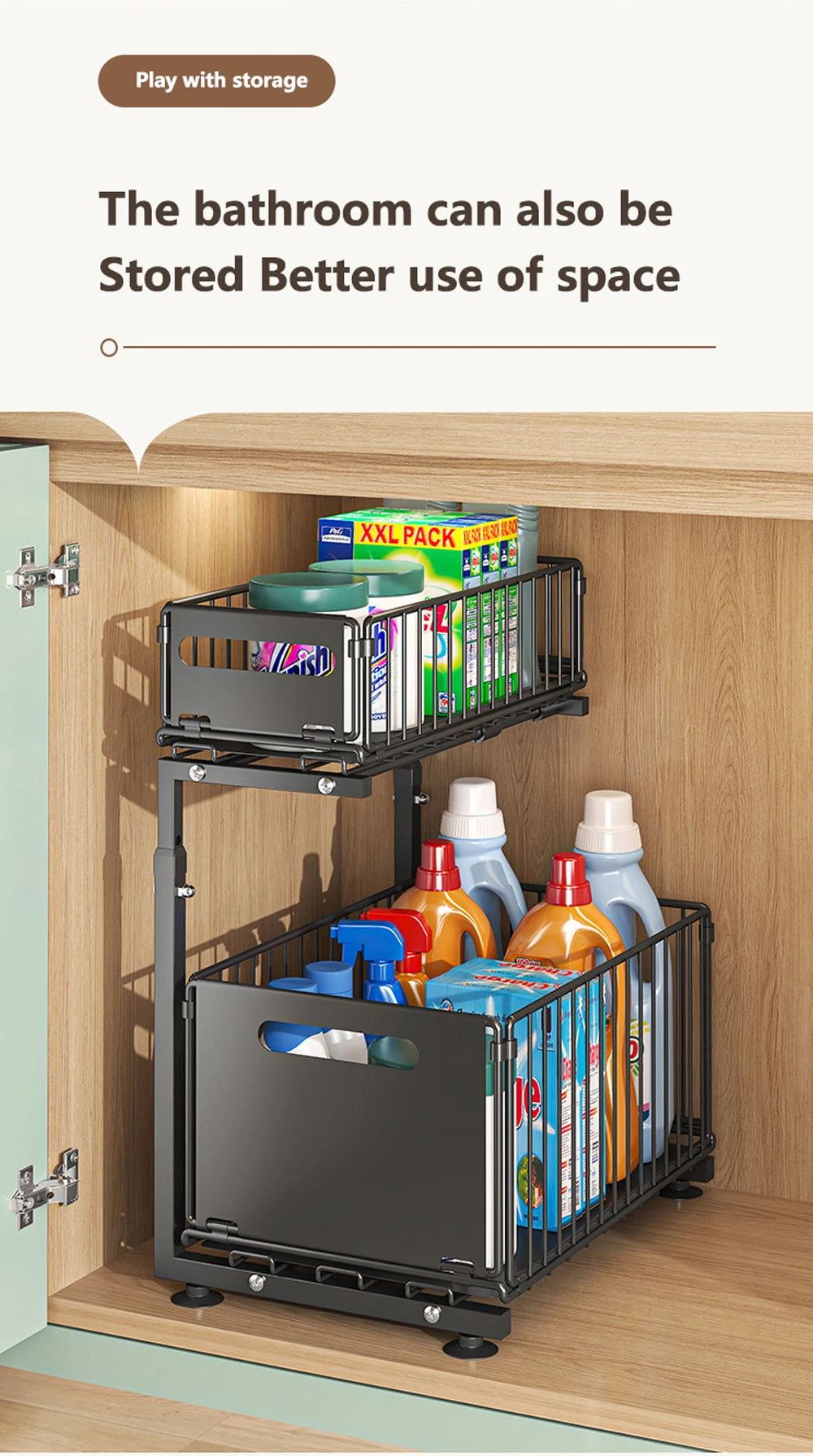 2-Tier Pull-Out Cabinet Organiser